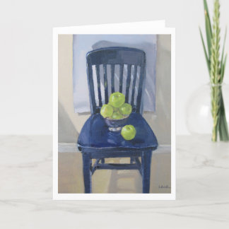 Pommes sur une chaise bleue Carte d'art