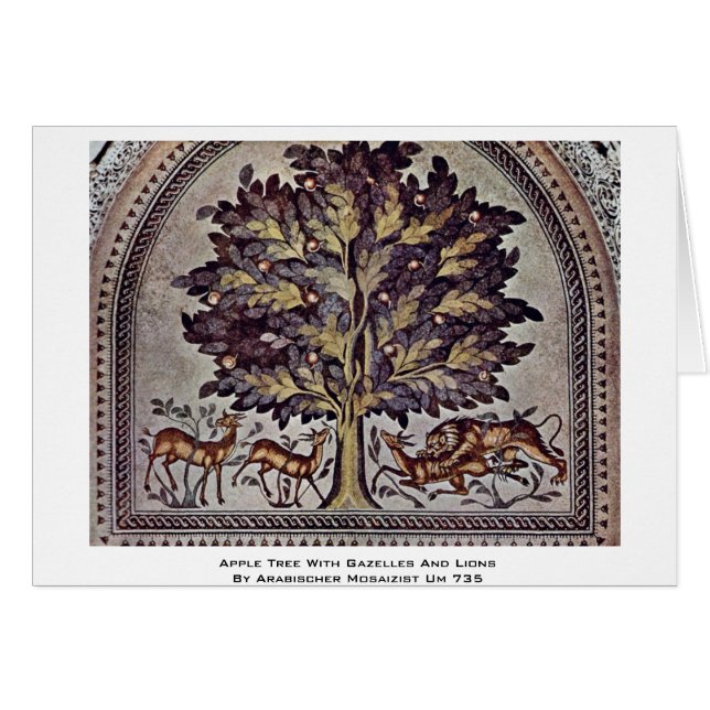 Pommier Avec des gazelles et des lions (Devant horizontal)