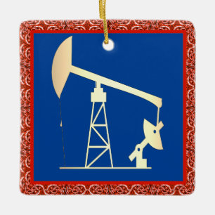 Pompe à huile Jack ornement en céramique de Noël