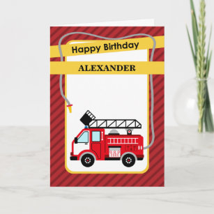 Pompier Camion Carte de voeux d'anniversaire