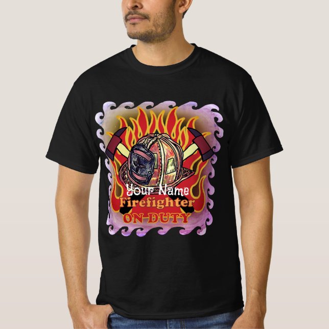 Pompier en service  t-shirt de pompiers (Devant)