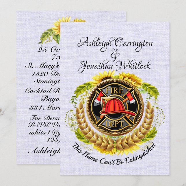 Pompier Faire-part de mariage révisé (Devant / Derrière)