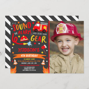 Pompier Invitation Anniversaire Fireman Party