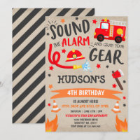 Pompier Invitation Anniversaire Fireman Party
