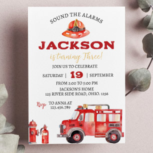 Pompier Invitation Anniversaire Fireman Party