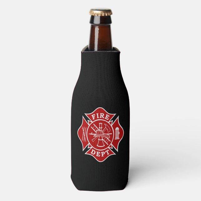 Pompier Maltese Cross Glacière de bouteille (Bottle Devant)