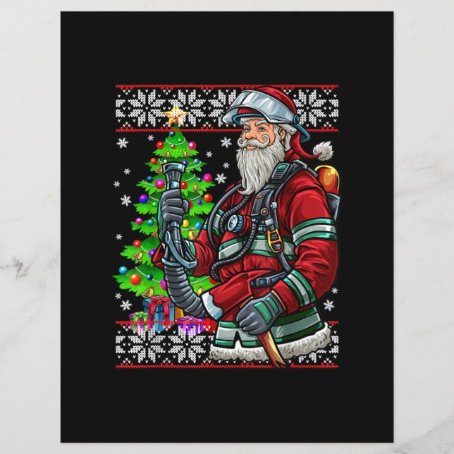 Pompier Père Noël Feu Costume Feu Vilain (Devant)
