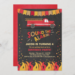 Pompier Pompiers Invitation d'anniversaire Garçon