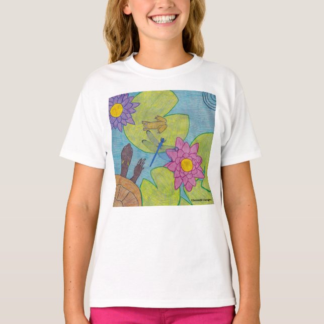 Pond Scene (blanc) - T-Shirt de base pour fille (Devant)