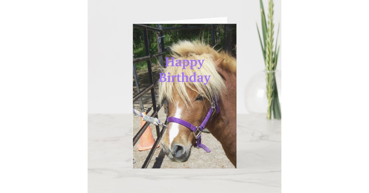 Poney Chretien De Carte De Joyeux Anniversaire Zazzle Fr