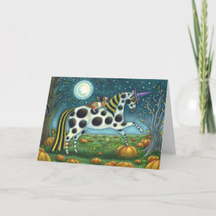 PONEY HALLOWEEN TACHETÉ & CHAT CHAUVE-SOURIS Carte