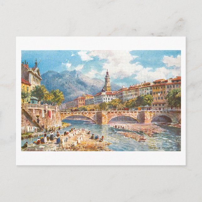 Pont à Nice, France, Carte postale Vintage (Devant)