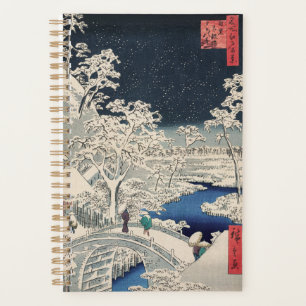 Pont à tambour dans la neige Vintage Ukiyo-e Art