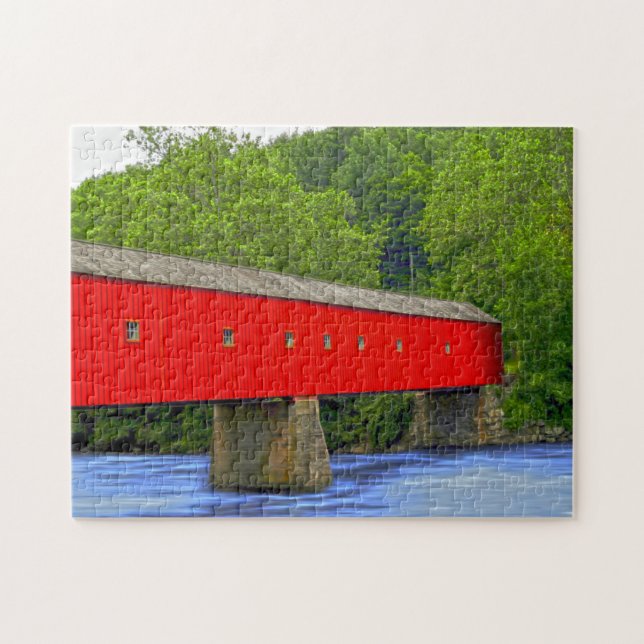 Pont couvert du Connecticut. Puzzle (Horizontal)