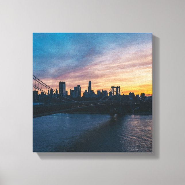 Pont de Brooklyn Coucher de soleil Toile Murale -  (Recto)