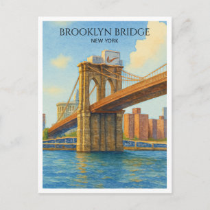 Pont de Brooklyn NYC Aquarelle Carte de Voyage