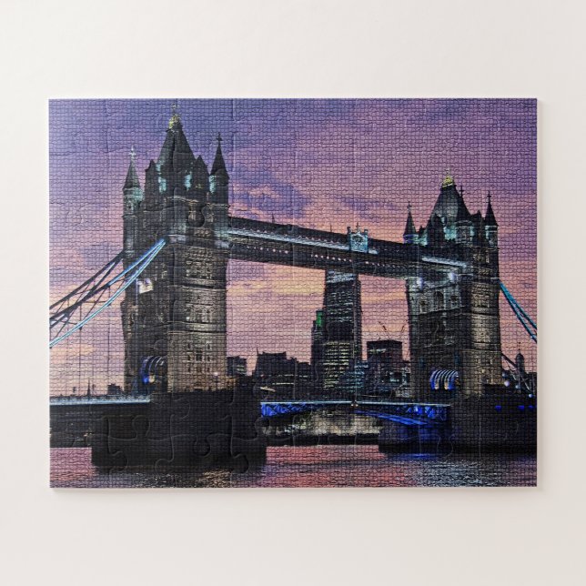 Pont de la Tour de Londres Violet Puzzle (Horizontal)