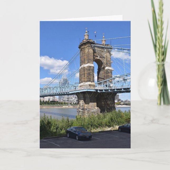 PONT DE SUSPENSION CINCINNATI BLANC GREETING CARTE (Devant)