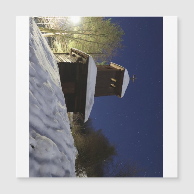 "Pont d'hiver sous les étoiles - Paysage nocturne  (Devant)