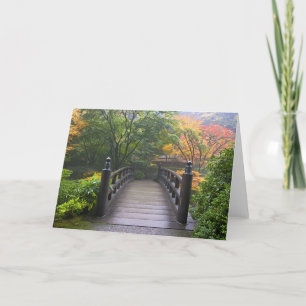 Pont en bois dans le Jardin Japonais Carte de voeu