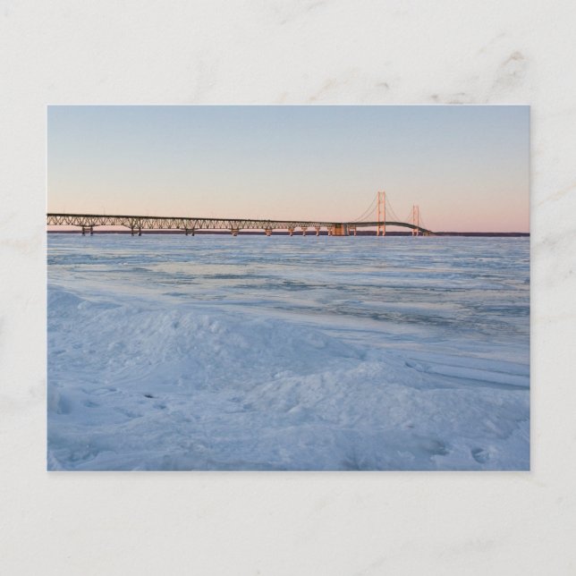 Pont Mackinaw en hiver Carte postale (Devant)