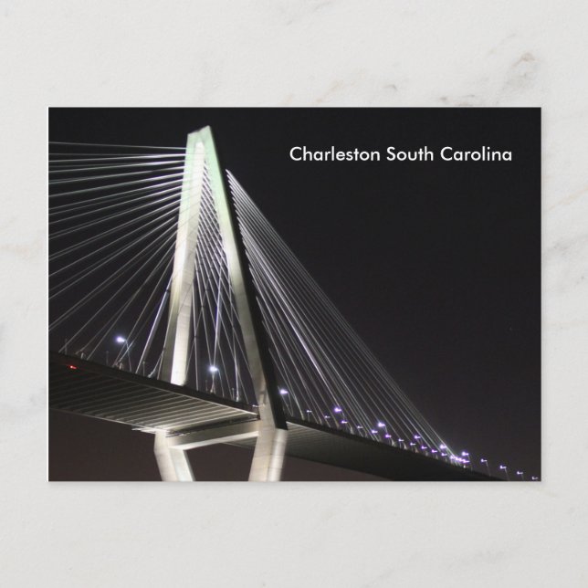 Pont Ravenel à la nuit, Charleston SC, carte posta (Devant)