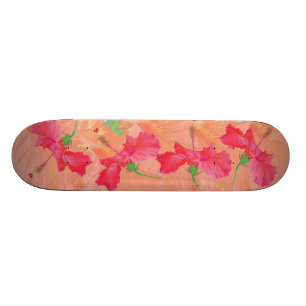 PONT SKATEBOARD rouge et orange "hibiscus tumbling