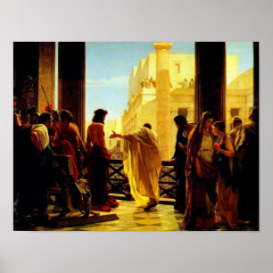 Pontius Pilate présentant une affiche de Jésus aff
