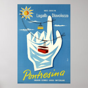 Pontresina, Engadin, Suisse, affiche de voyage