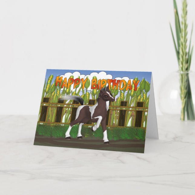 Pony Birthday Card - Carte Anniversaire Avec Pony  (Devant)
