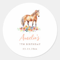 Pony Birthday Party Floral Horse Sticker rose