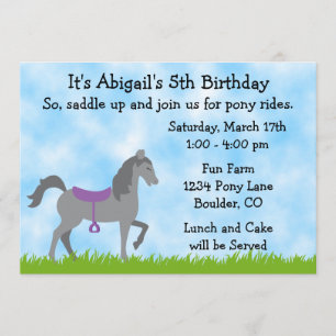 Pony Party Anniversaire Invitation pour les filles