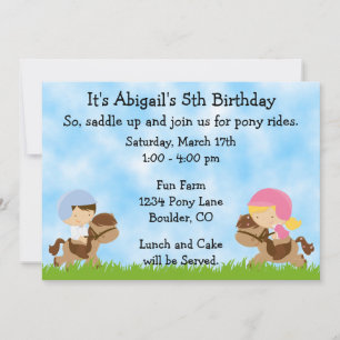 Pony Party Anniversaire Invitations pour filles et