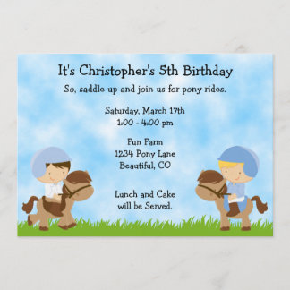 Pony Party Anniversaire Invitations pour garçons