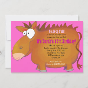 PONY PONY Horseback Anniversaire Fête Invitation