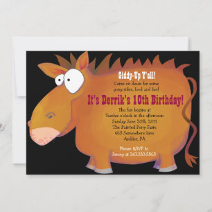 PONY PONY Horseback Anniversaire Fête Invitation