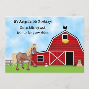 Pony Rides Équitation Anniversaire Invitation