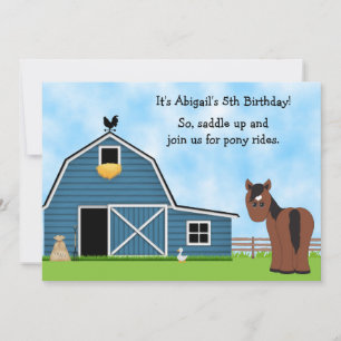 Pony Rides Horseback équitation Invitation d'anniv
