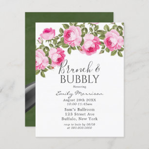 Pony rose et vert Brunch & Bubbly Invitation