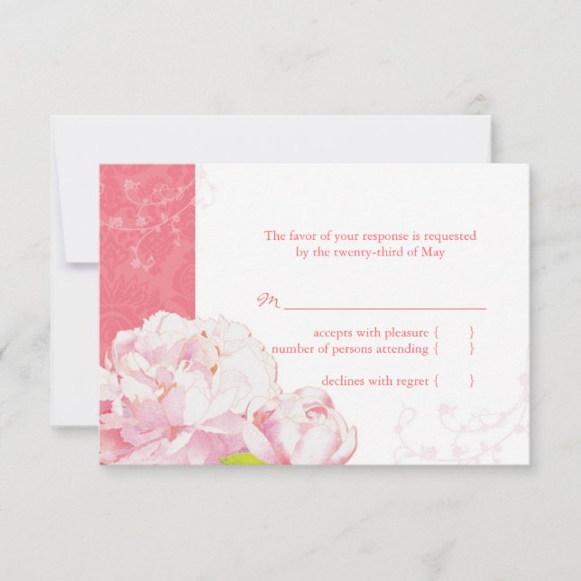 Pony rose fleurit Mariage RSVP (Devant)