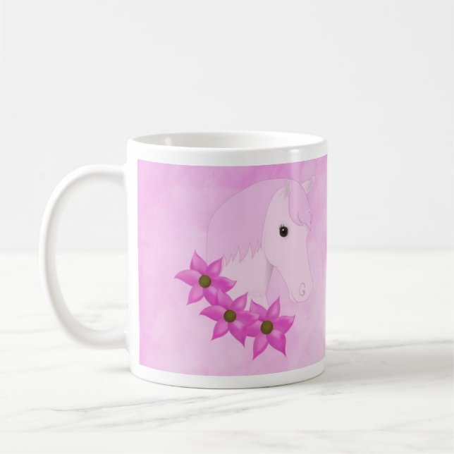 Pony rose & Fleurs Mug (Gauche)