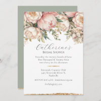 Pony rose Floral Green Bridal Douche Invitation