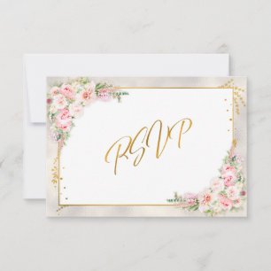 Pony rose Floral Or Script & Frame RSVP