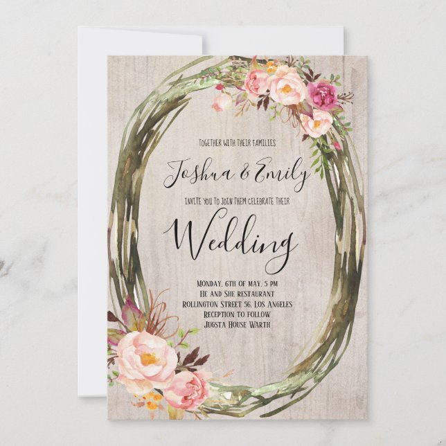 Pony rose pâle Faire-part de mariage invitations f (Devant)