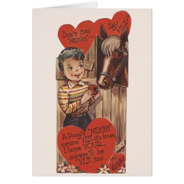 Pony vintage / Horse Valentine's Day Card (Devant)