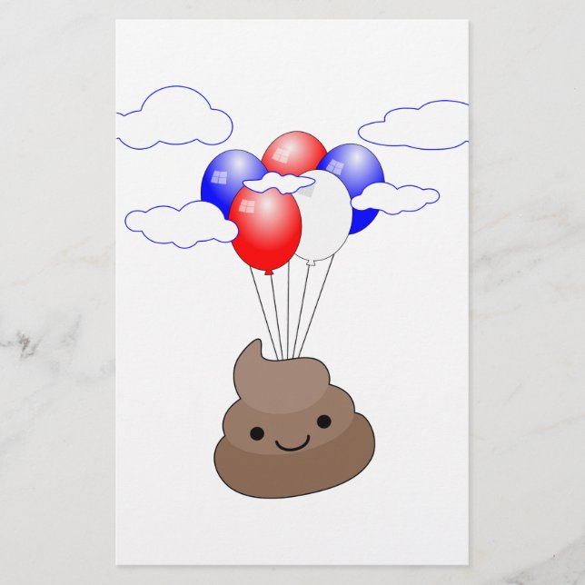 Poo Emoji Voler Avec Ballons (Devant)