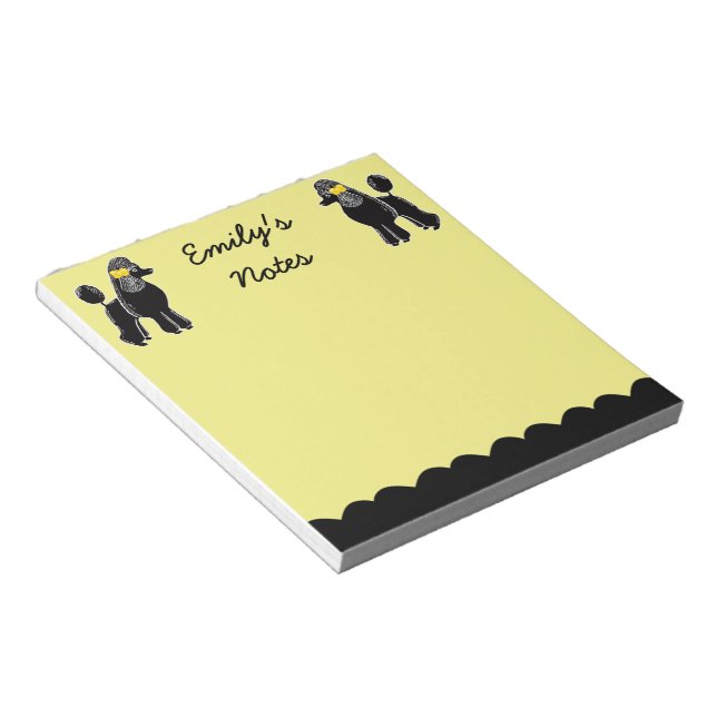 Poodé noir Jaune Bloc-notes personnalisé de 5,5 po (Incliné)