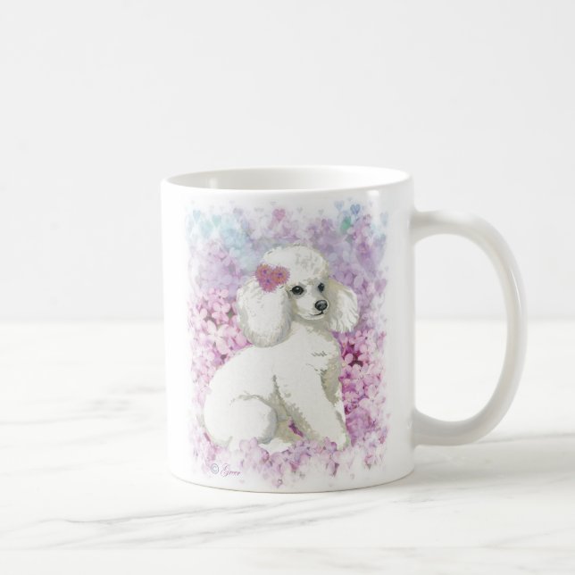 Poodle blanc à la coupe Lilacs de café Mug (Droite)