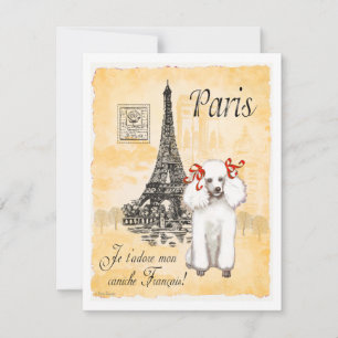 Poodle blanc Tour Eiffel Style Vintage Imprimer