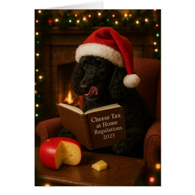 Poodle 'Cheese Tax' Christmas card (Devant)